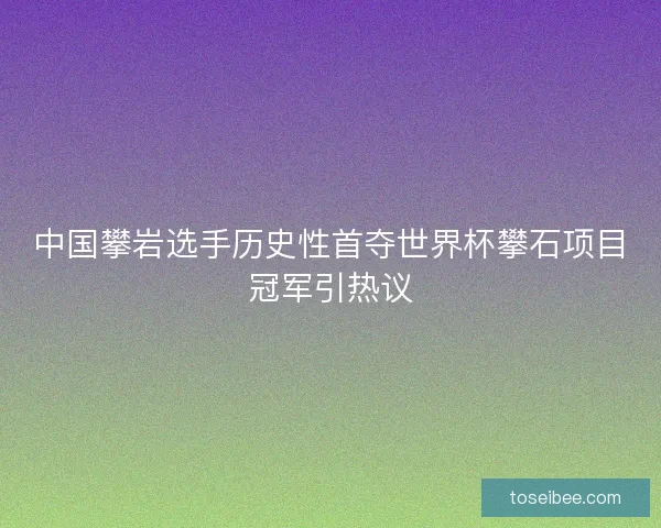 中国攀岩选手历史性首夺世界杯攀石项目冠军引热议