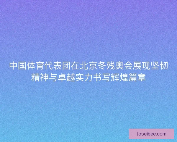 中国体育代表团在北京冬残奥会展现坚韧精神与卓越实力书写辉煌篇章